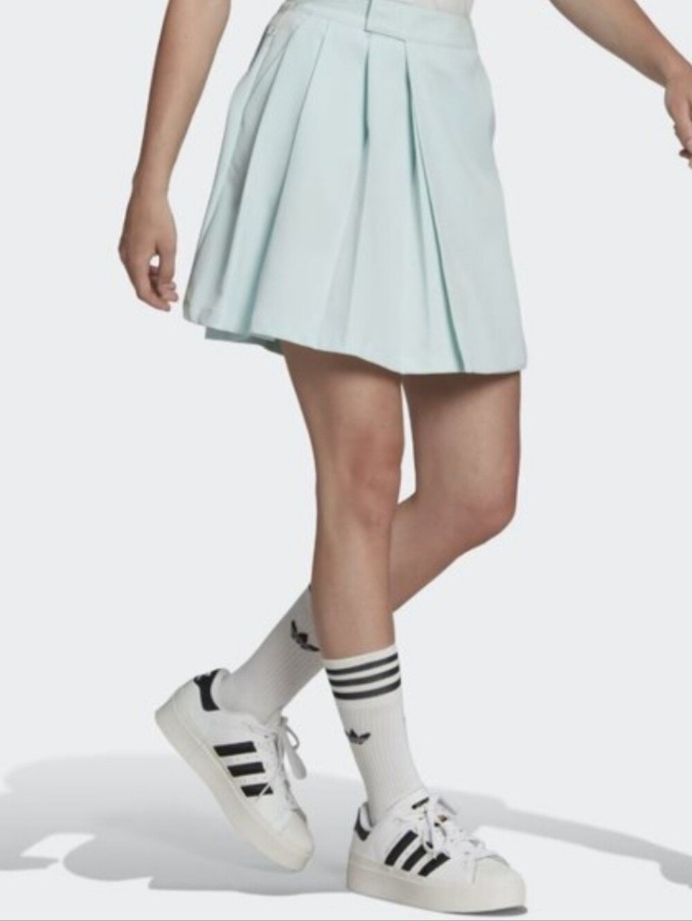 Adidas Originals Contempo Skirt Women M Almost Blue Pleated HN3668 NWT $80